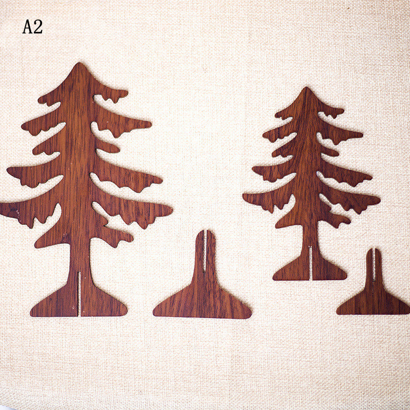 Wooden Inserts Christmas Tree Desktop Decoration Ornaments