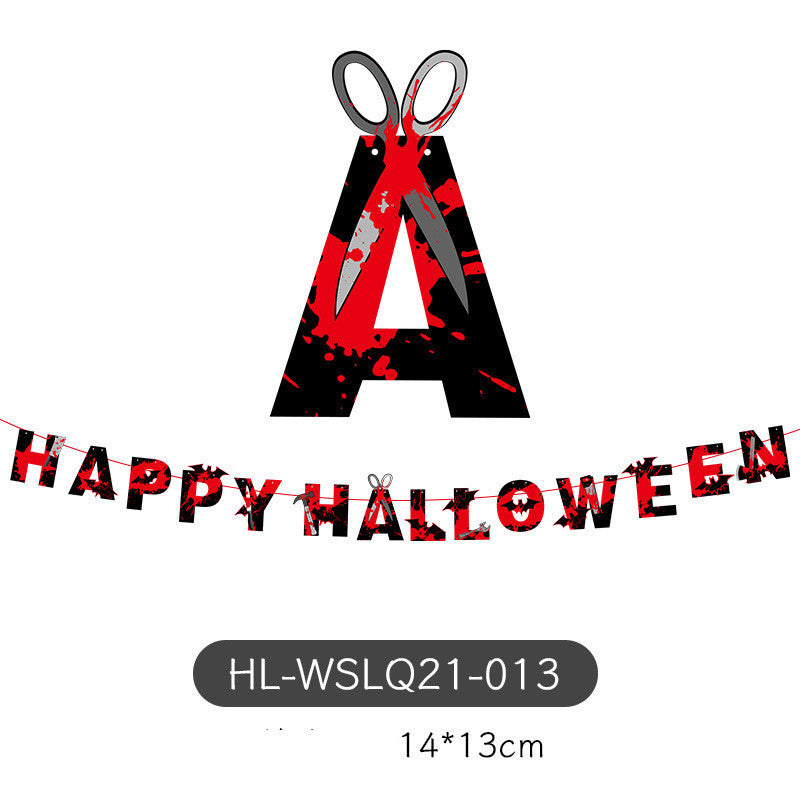 Decoration Halloween Arrangement Party Bar KTV Pull Ghost Festival Bunting Flags