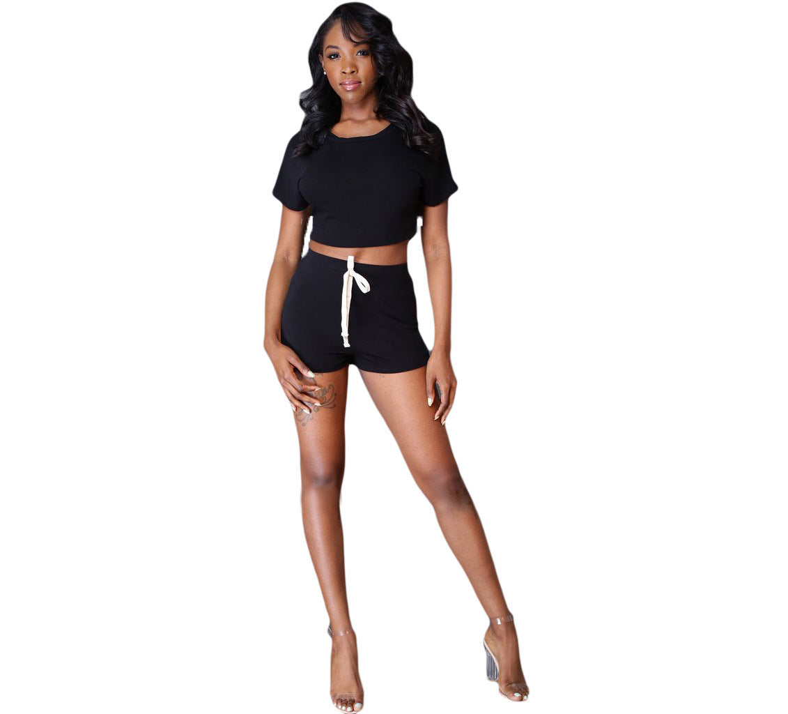 Webbing cross leisure two-piece set