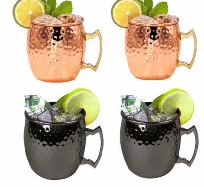 Stainless Steel Copper Plating Hammered Drum Art Moscow Mule Beer Coffee Mug Reusable Beverage Cup