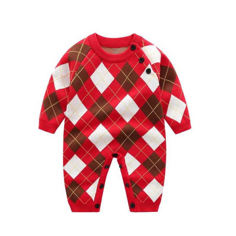 New Year Dress Baby Autumn Clothing Jumpsuit Knitted Sweater