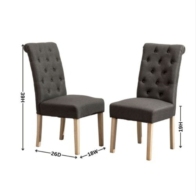 Habit Solid Wood Tufted Parsons Dining Chair, Set Of 2, Grey