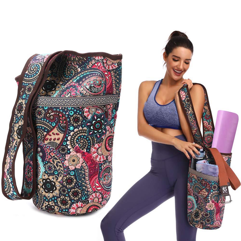 Single Shoulder Yoga Bag Sports Fitness Bag Cashew Flower Ethnic Sail Cloth Bag