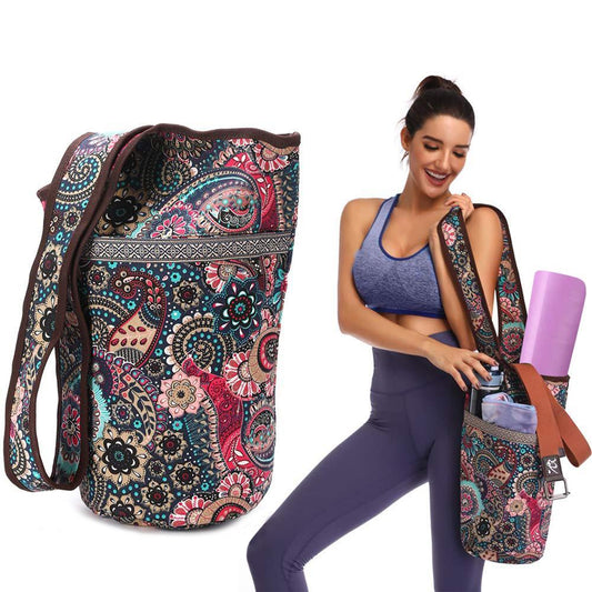 Single Shoulder Yoga Bag Sports Fitness Bag Cashew Flower Ethnic Sail Cloth Bag