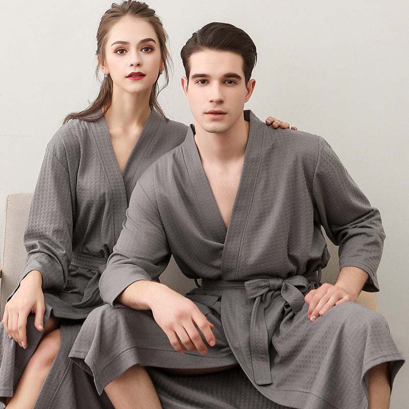 Bathrobe Women's Thin Waffle Couple Nightgown