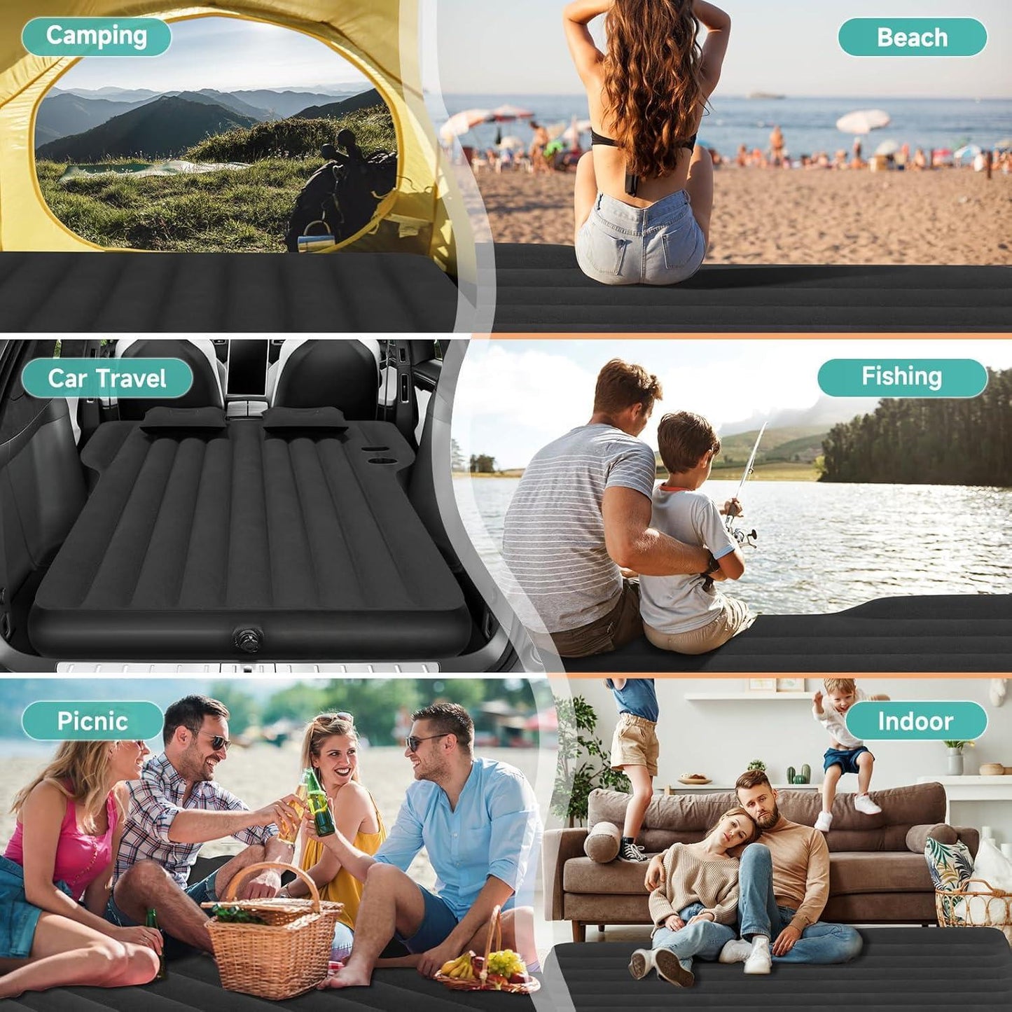 T ESLA Model Y Mattress- Inflatable Camping Bed Air Mattress For Model Y And SUV Travel,Foldable Air Mattress With Air Pump, 2 Air Pillows, And Storage Bag