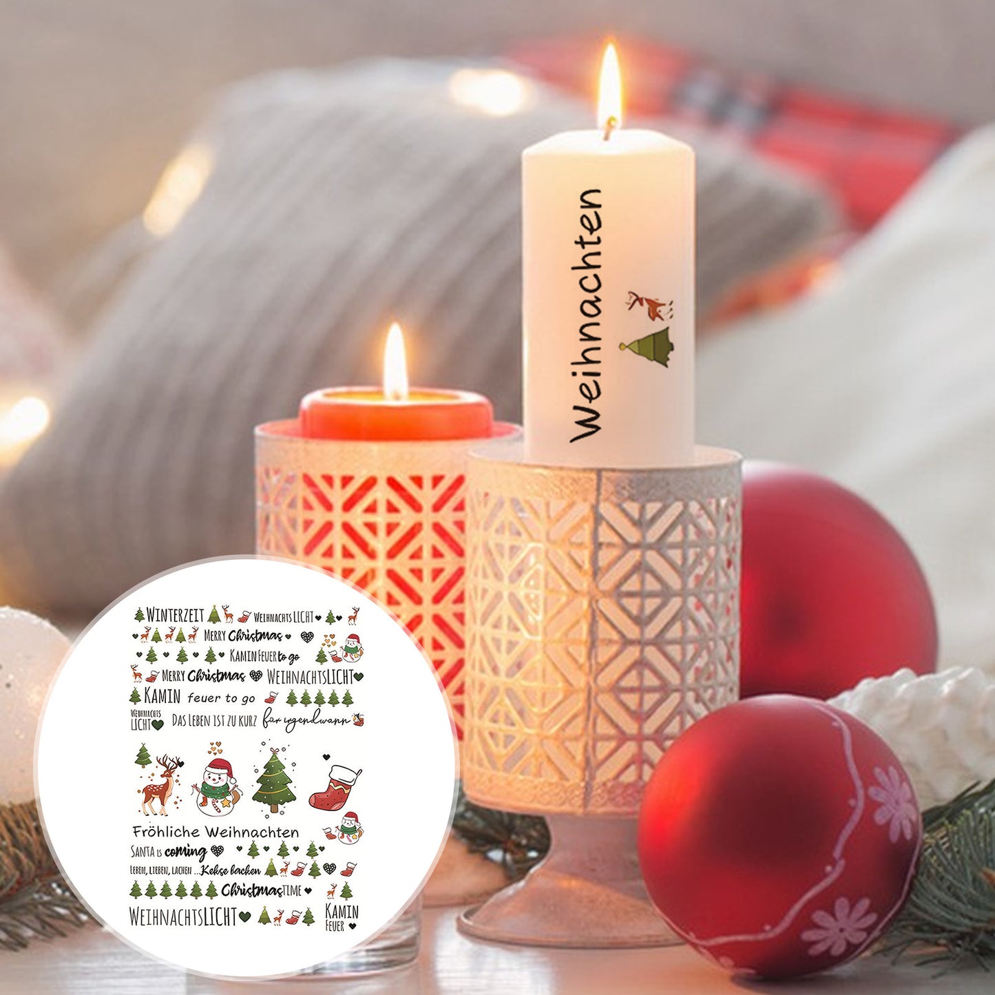 Christmas Candle Sticker Decoration Tattoo Sticker Decoration