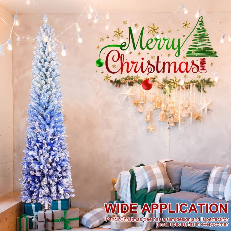 6ft PVC Blue Gradient Flocking Light Tree