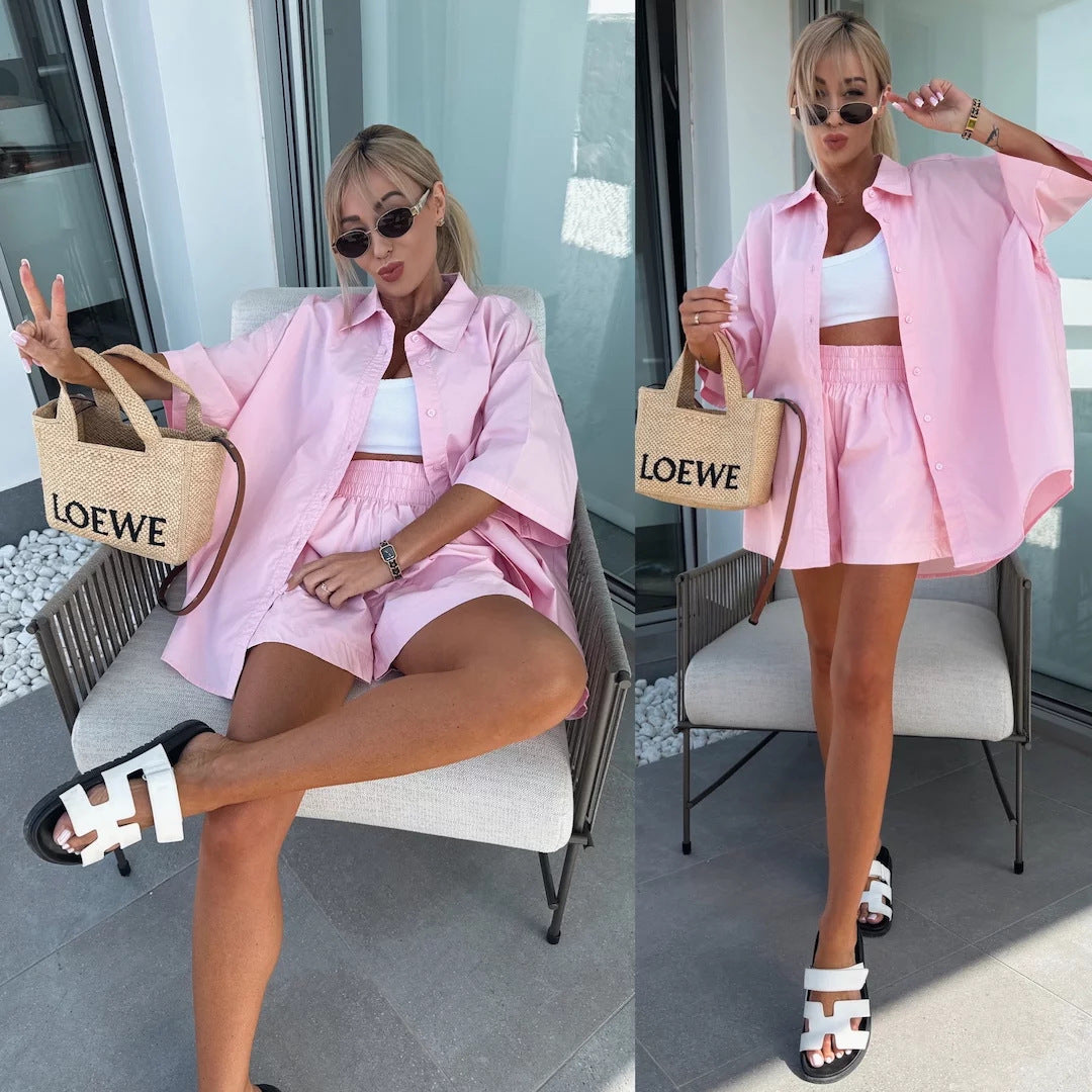 Shirt Elastic Sports Shorts Two-piece Set