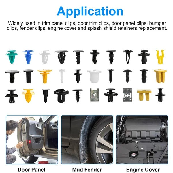 500Packs Bumper Fastener Rivets 30 Kinds Bumper Push