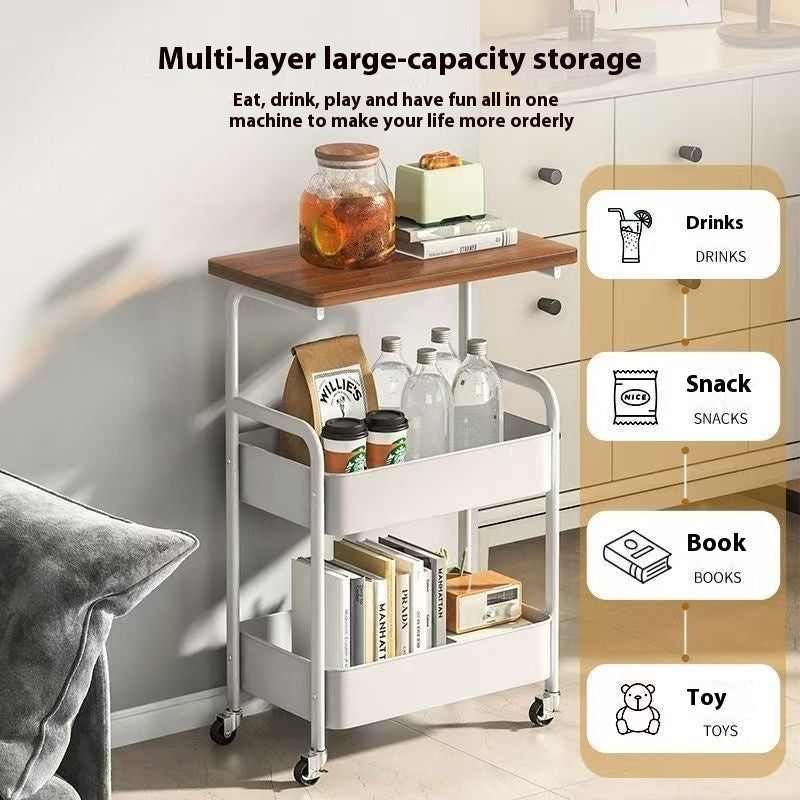 Removable Double-layer Coffee Table Trolley Living Room Sofa Storage Table