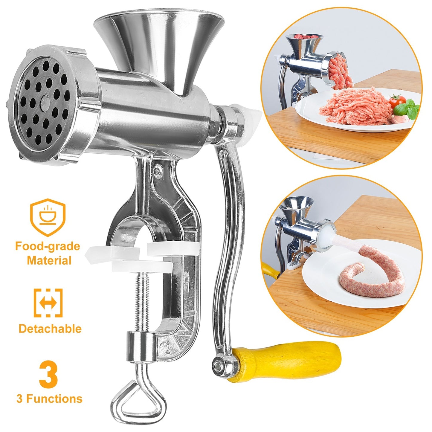 1Pc Manual Meat Grinder Heavy Duty Hand Operated Mincer Sausage Maker Machine Noodle Maker Kitchen Food Grinder For Pork Beef Pepper