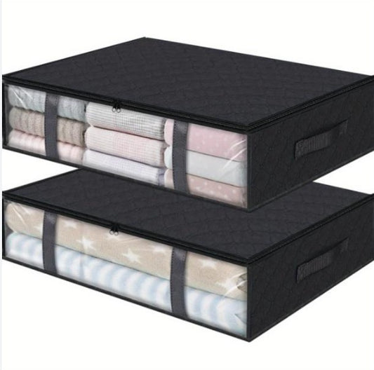 2 Pcs Over Wardrobe Storage Bag, Underbed Storage Containers, Storage Bin For Clothes, Blankets