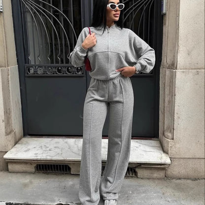 Women's European And American Leisure Cardigan Pants Two-piece Set