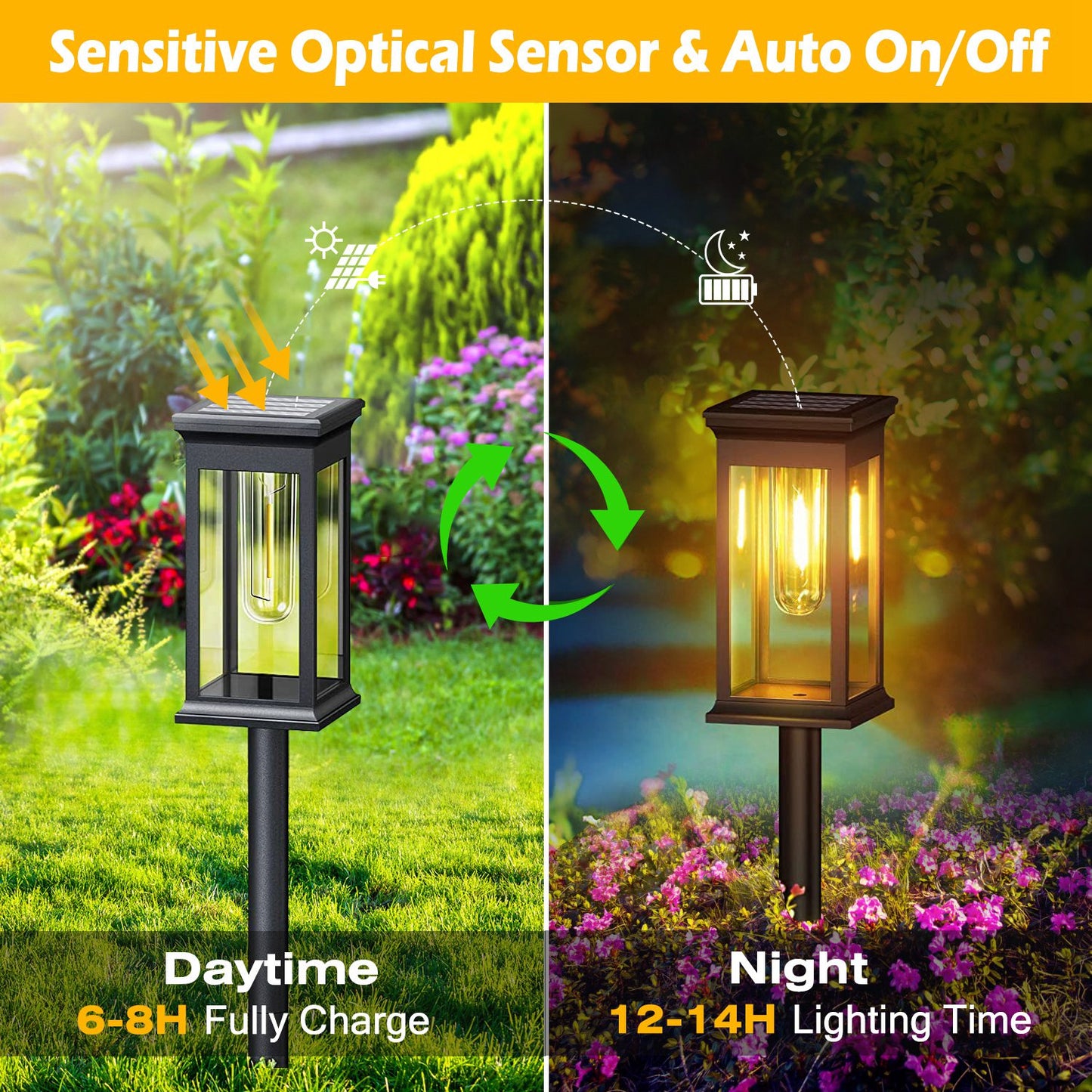 6Pack Solar Powered Stake Light Outdoor Decorative Landscape Lamp IP65 Waterproof Auto On Off Outdoor Light For Pathway Garden Yard Patio