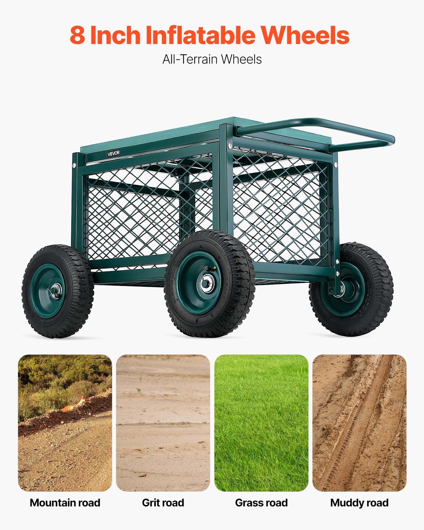 Rolling Garden Seat With Wheel 400LB Heavy Duty Metal Garden Cart With Storage
