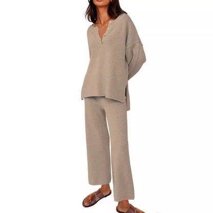 European And American Solid Color Fashion Loose Leisure Suit Two-piece Set