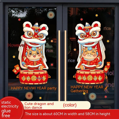 Decoration Dragon Year Window Stickers New Year Window Stickers Spring