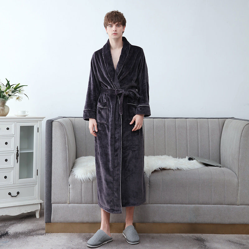 Couple Fattening And Lengthening Flannel Bathrobe