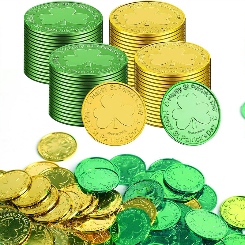 Saint Patrick Irish Day Lucky Coin Clover Coin Prop Decoration