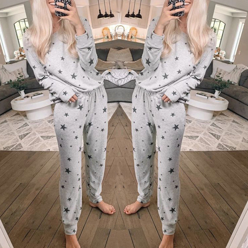 Autumn New Five Star Printing Long Sleeve Leisure Home Set
