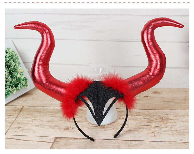 Halloween Ghost Festival Decoration Headdress Dance Party Props Large Horn Headdress