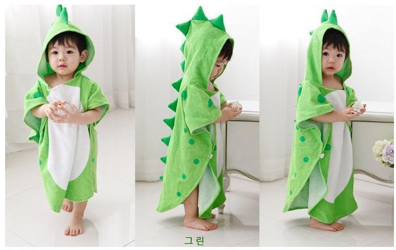 Infant cotton absorbent and breathable cartoon bathrobe