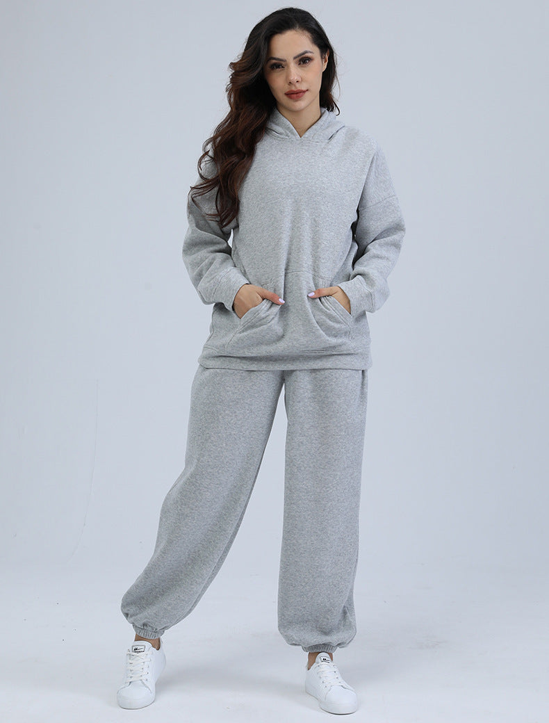 Women's Hooded Pocket Sports And Leisure Two-piece Suit