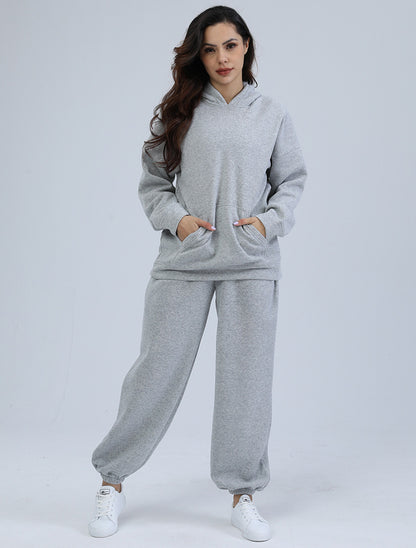 Women's Hooded Pocket Sports And Leisure Two-piece Suit