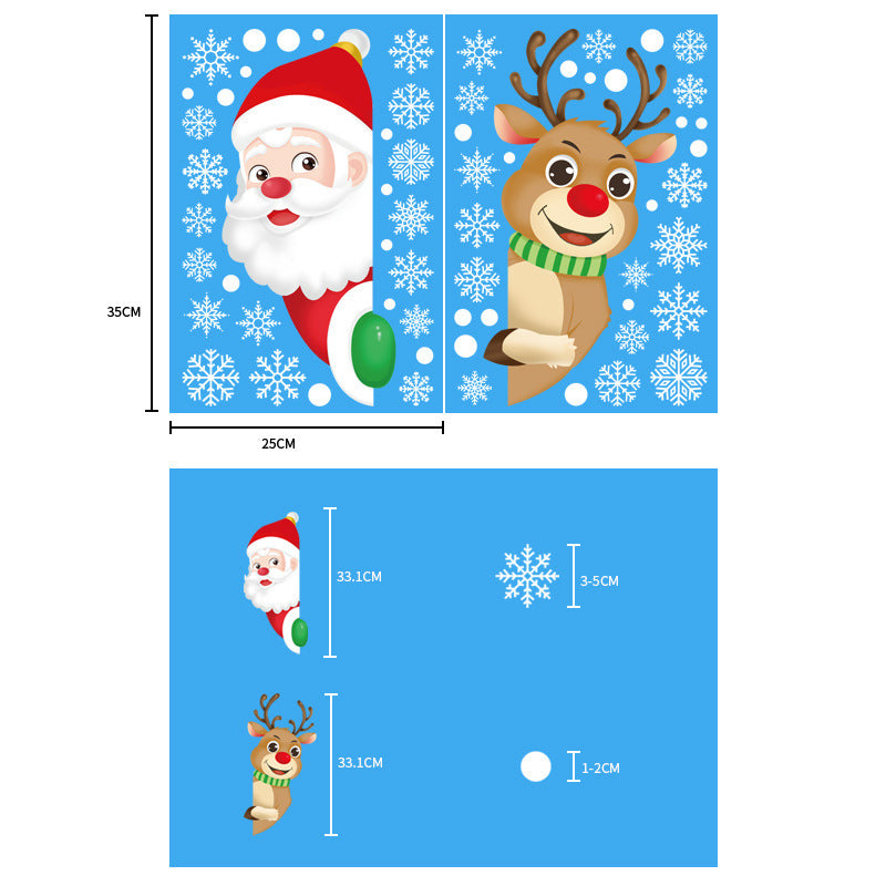 Claus Elk Vitrine Decoration Static Sticker