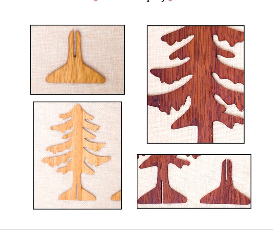 Wooden Inserts Christmas Tree Desktop Decoration Ornaments