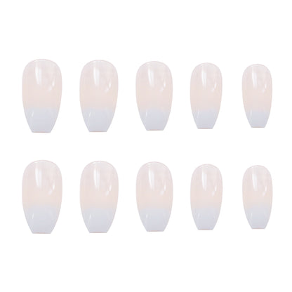 Gradient White Press-On Nails – Style 566