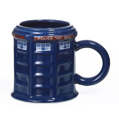 Police Box Ceramic Cup With Lid For Tea Coffee Mug