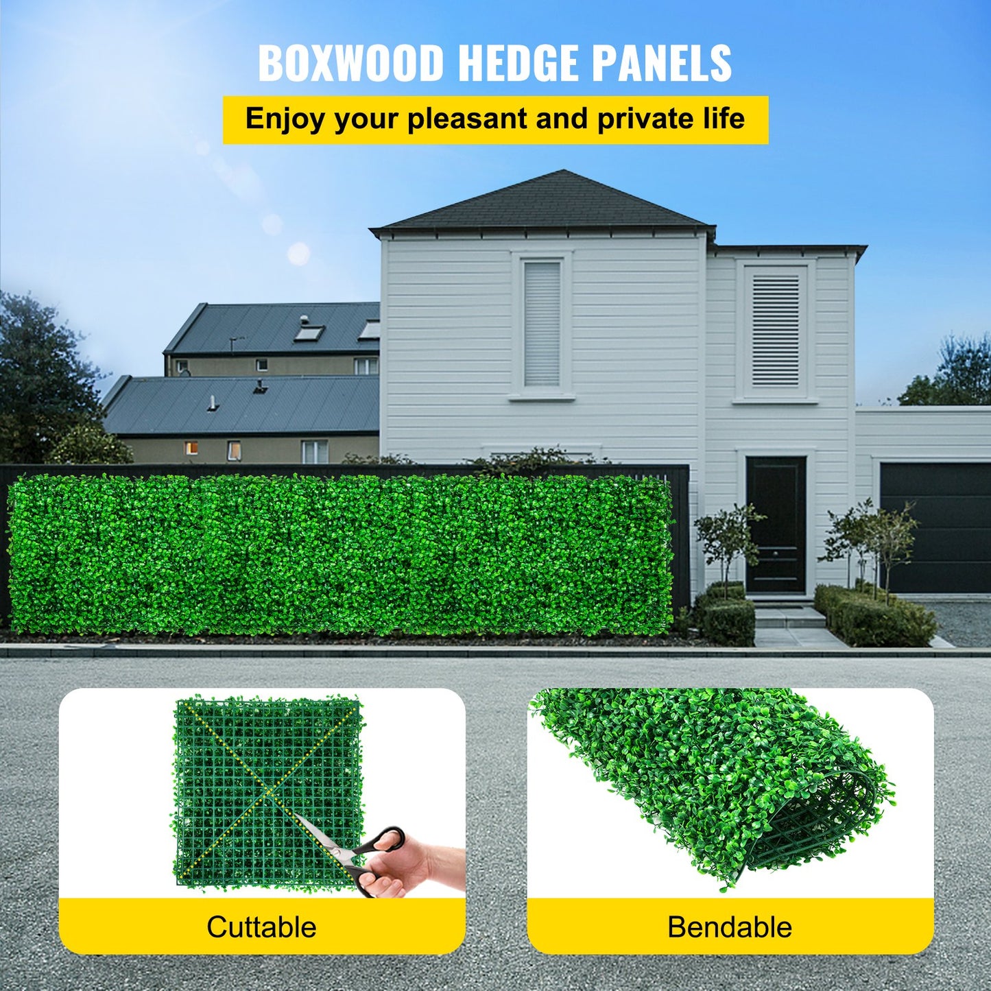 Artificial Boxwood Panel UV 24PCS Boxwood Hedge Wall Panels Artificial Grass Backdrop Wall 10"x10" 4 Cm Green Grass Wall Fake Hedge For Decor Privacy Fence Indoor Outdoor Garden Backyard