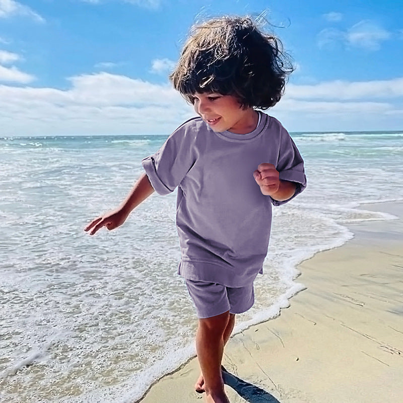 Children's Summer Short Sleeved Shorts Sports Two-piece Set