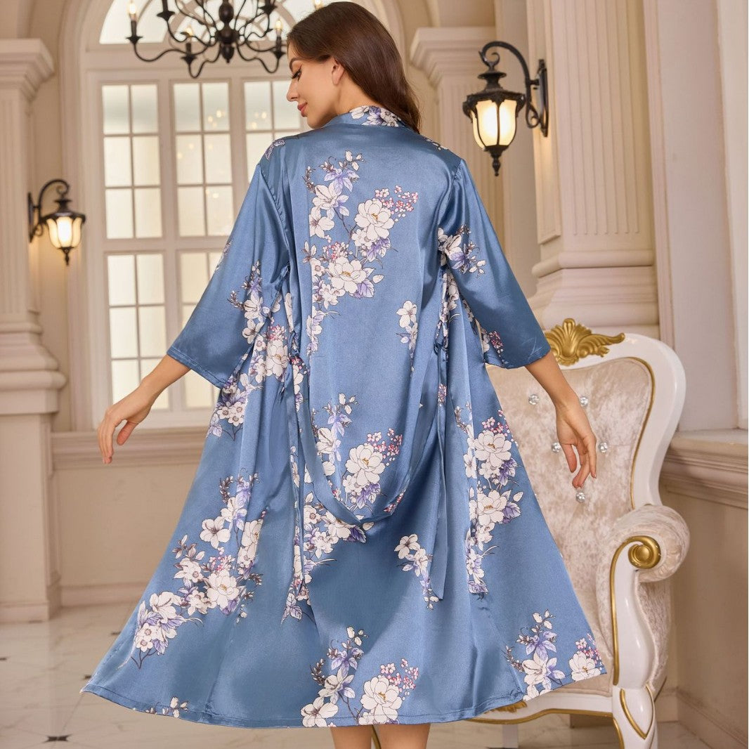 Robe And Nightgown Two-Piece Set Lightweight Style