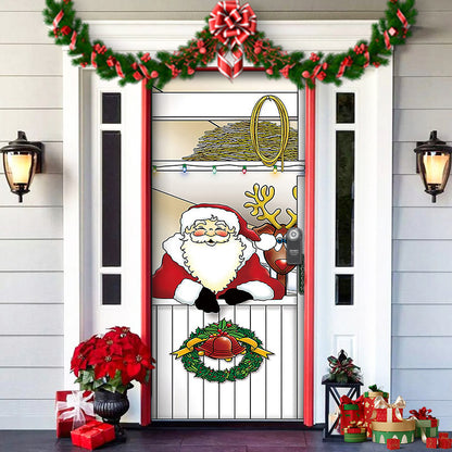 Christmas Forest Background Fabric Door Shelter Door Hanging New Year Party Decoration
