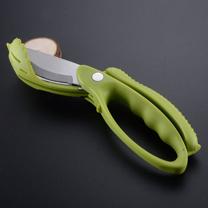 Kitchen Vegetable Salad Scissors Double Edge Serrated