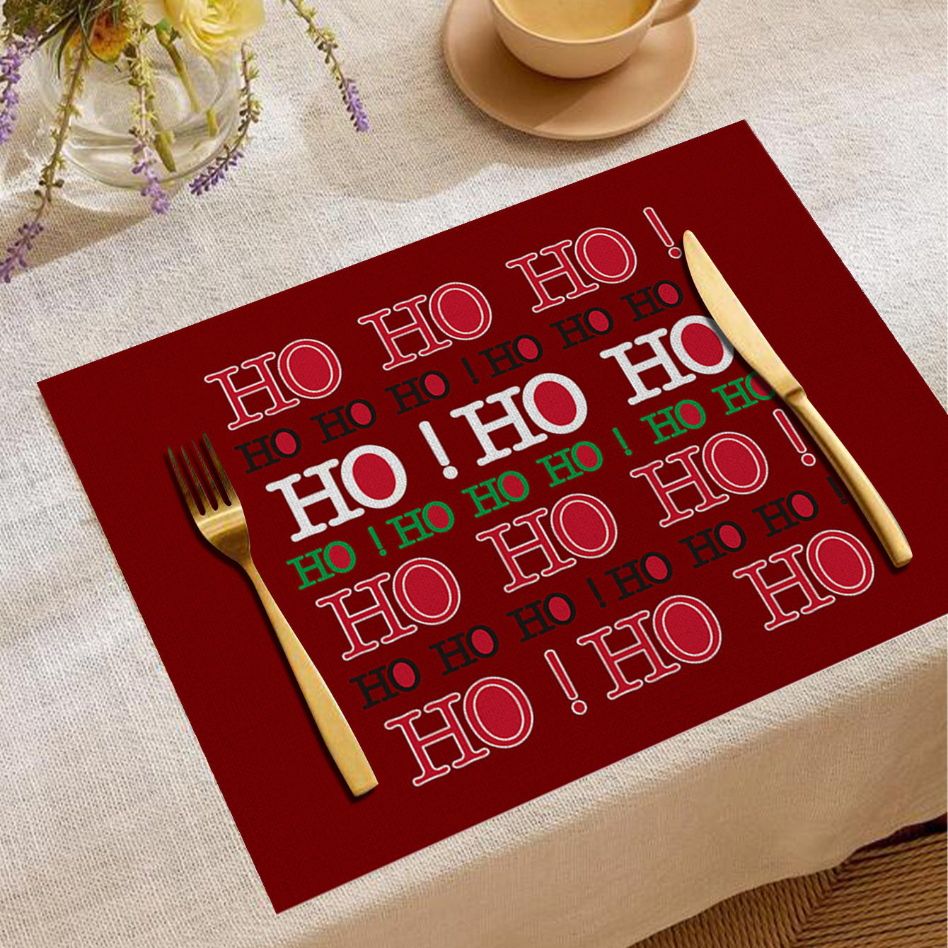 Christmas Digital Printing Placemat Linen Insulation Antifouling Decoration