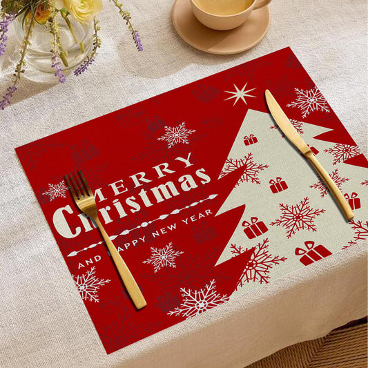 Christmas Digital Printing Placemat Linen Insulation Antifouling Decoration