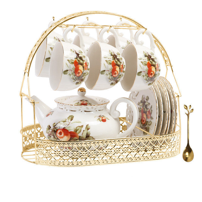 European Style Floral Coffee Cup Set Cup And Saucer Ceramic