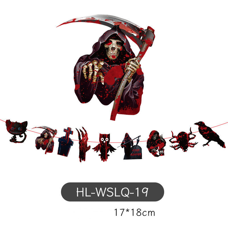 Decoration Halloween Arrangement Party Bar KTV Pull Ghost Festival Bunting Flags