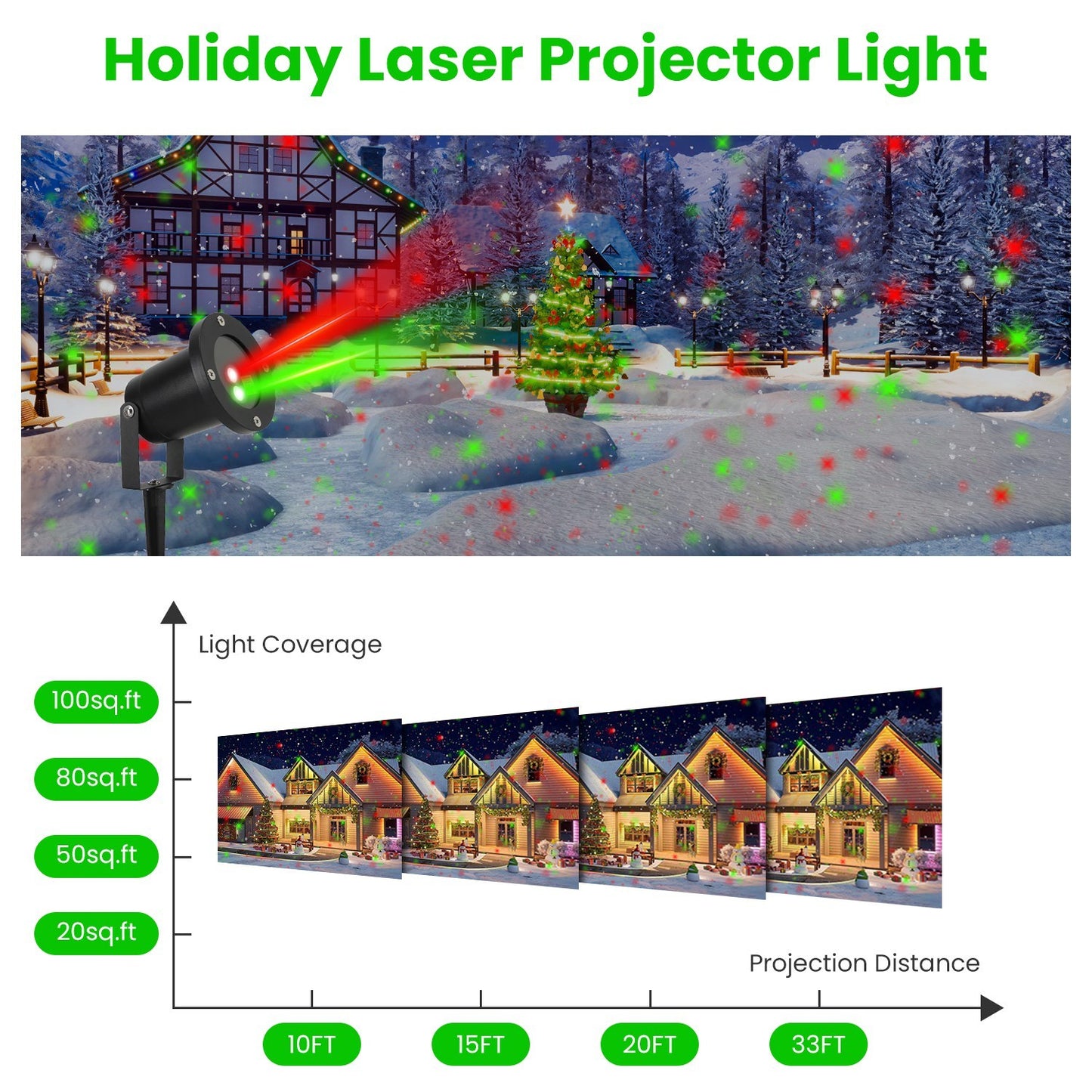 1Pc Outdoor Laser Projector Light Red And Green Projection Light With 3 Modes 12 Speeds 6Hrs Timer IP44 Waterproof Firefly Landscape Light For Christmas Halloween Holiday New Year