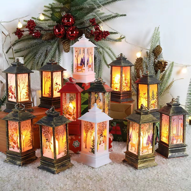 Christmas Storm Lantern Candlestick Lamp Small Night Lamp Old Snowman Decoration Small Night Lamp Desktop Decoration