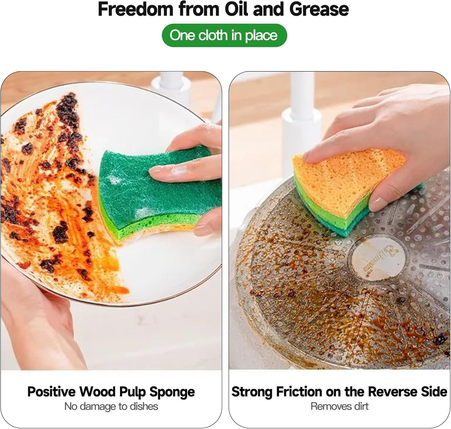 12 Pack Zero Scratch Scrub Sponges, 4 Pack, Non-Scratch Kitchen Sponges For Dishes And Cleaning