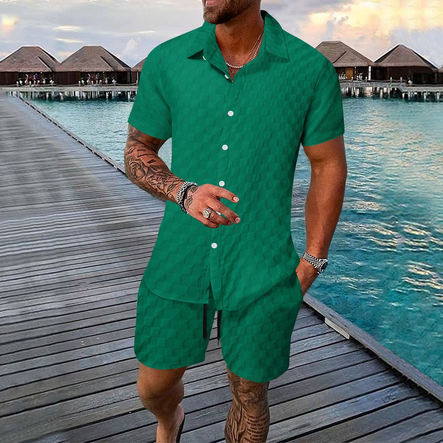 Men's Chemical Fiber Shirt Casual Suit
