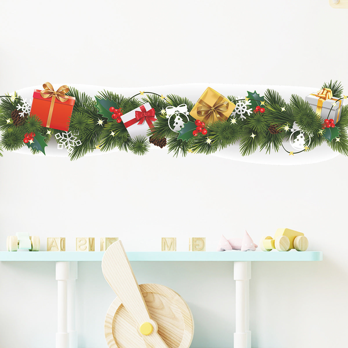 Christmas Waist Line Pine Branch Decoration Sticker