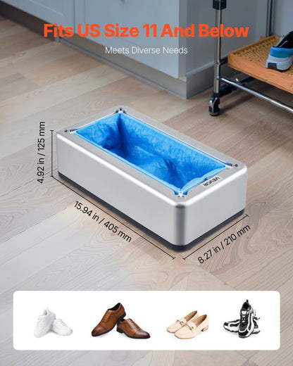 Shoe Cover Dispenser Fits Up To US 11 With Disposable Plastic Covers