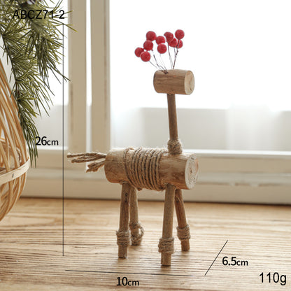 Christmas Decoration Solid Wood Deer Ornaments