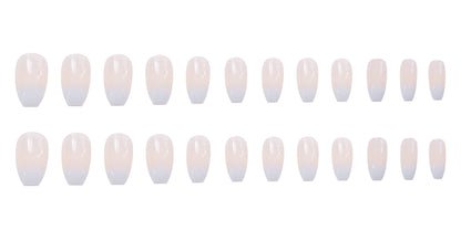 Gradient White Press-On Nails – Style 566